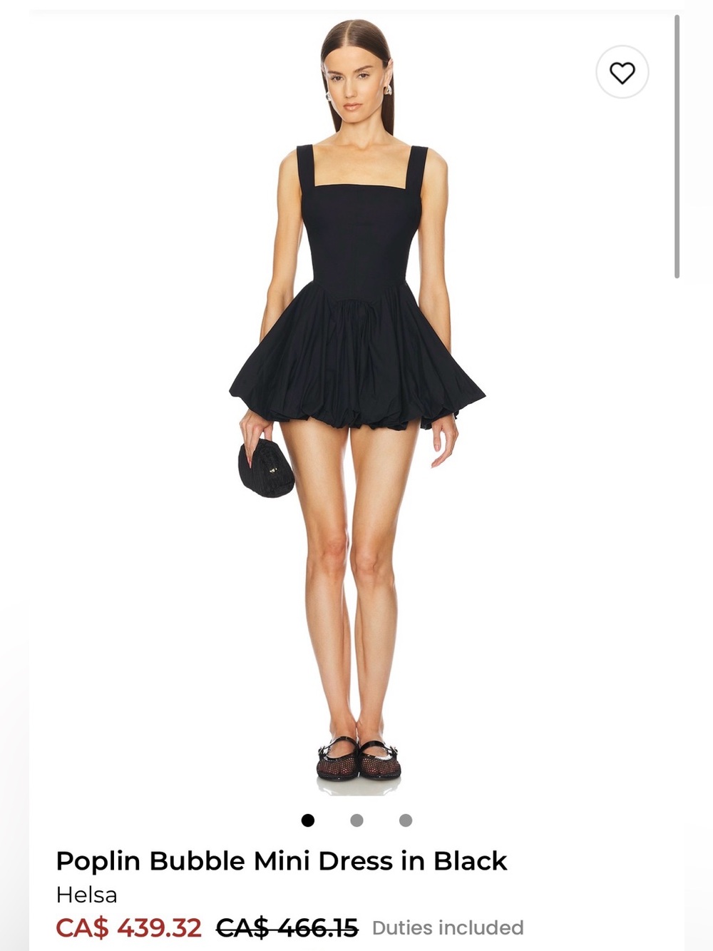 Helsa Poplin Bubble Mini Dress in Black